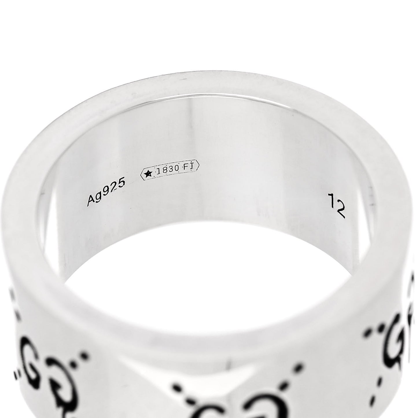 Sterling Silver GucciGhost Hamlet Skull Band Ring 52 6