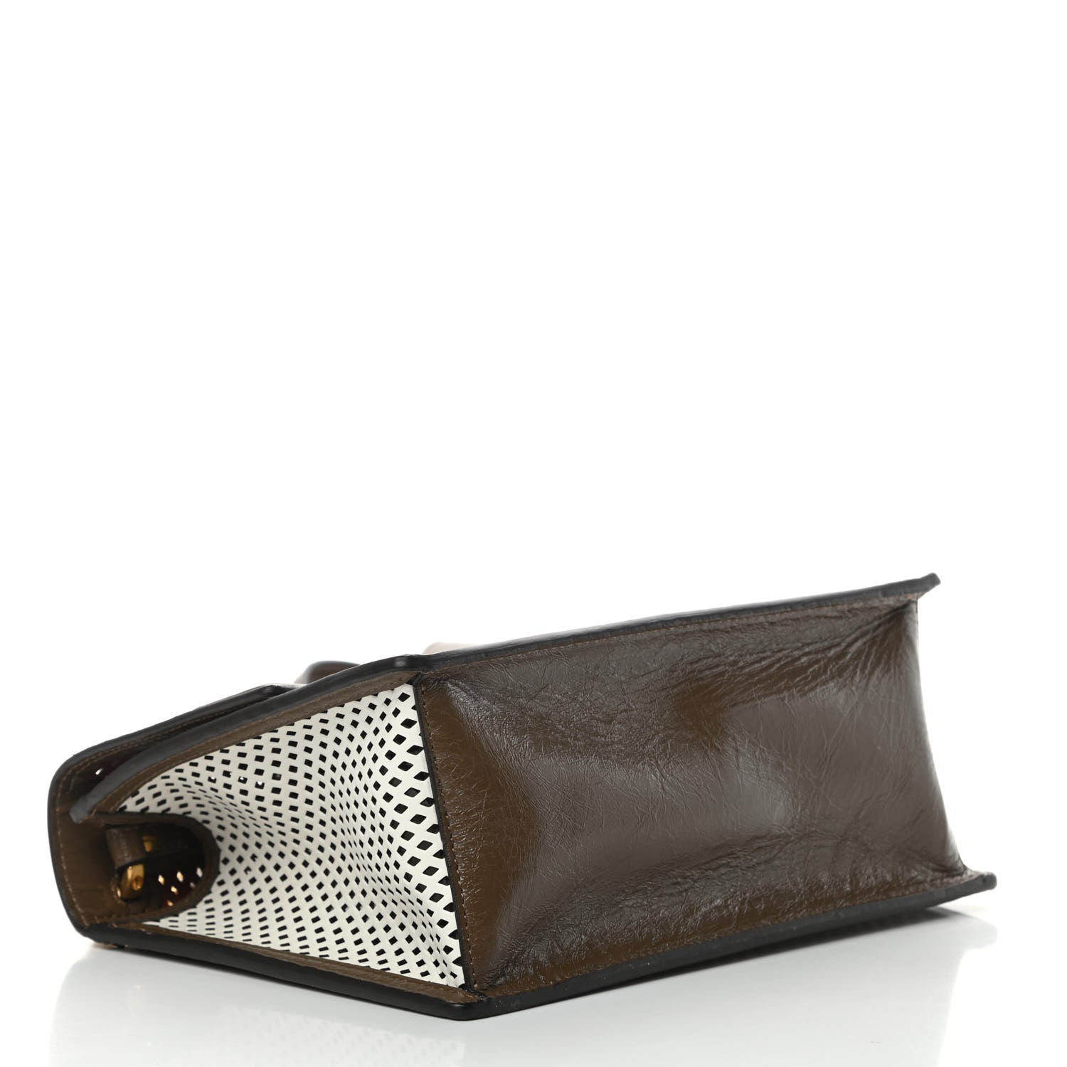 Fendi Vitello Liberty Glossy Lambskin F is Fendi Perforated Kan U Shoulder Bag White Ice Rust Maya 4 of 12