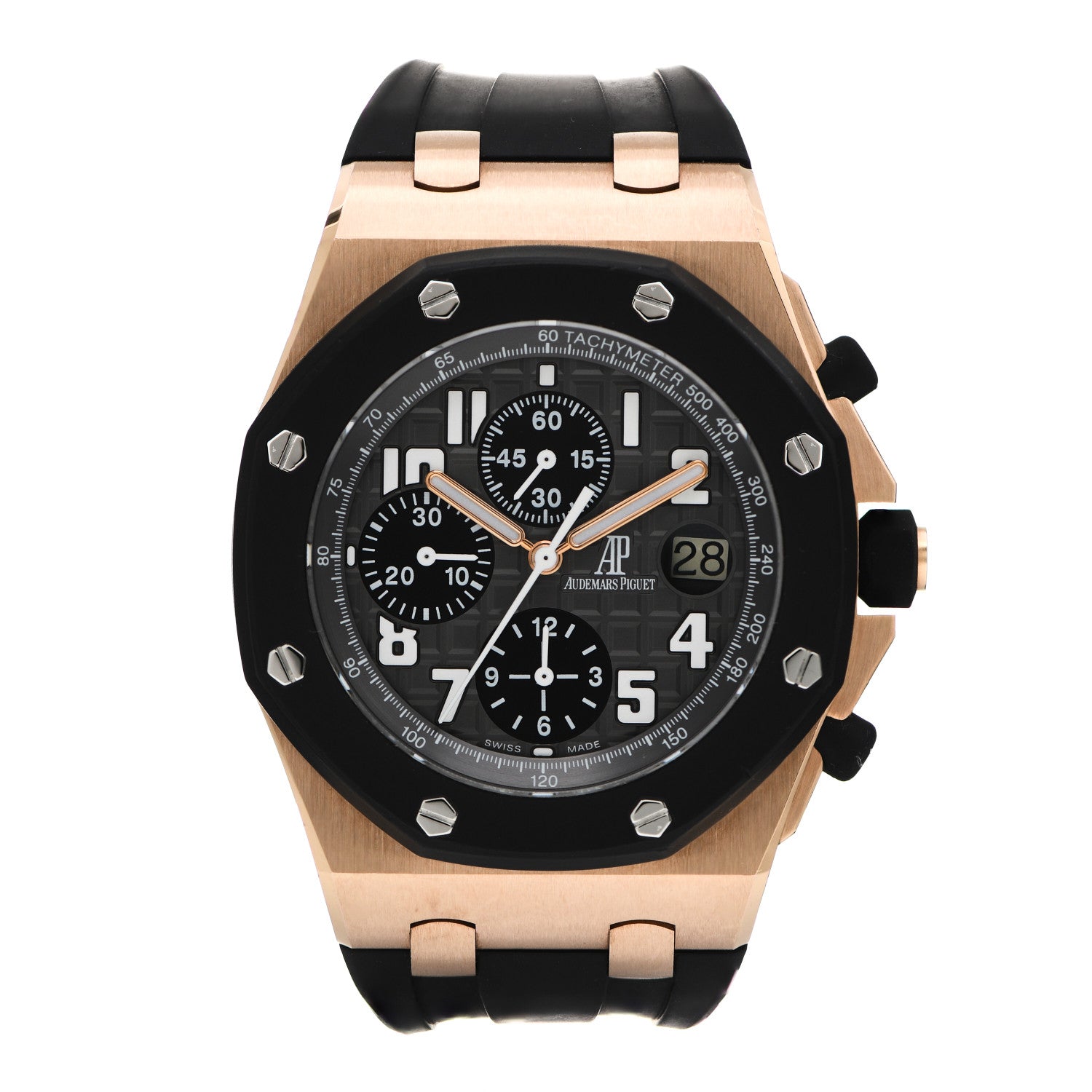 AUDEMARS PIGUET 18K Rose Gold Rubber 42mm Royal Oak Offshore Chronograph Automatic Watch Black by FASHIONPHILE