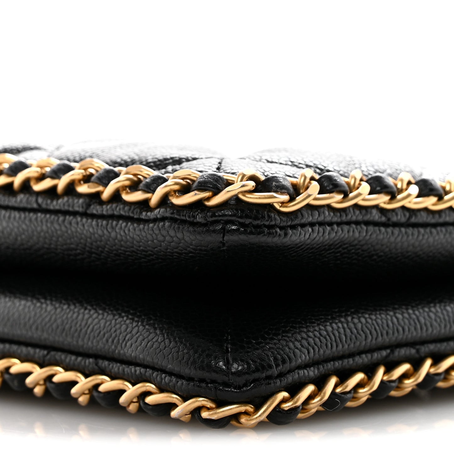 Caviar Quilted Mini Never Ending Chain Tote Black