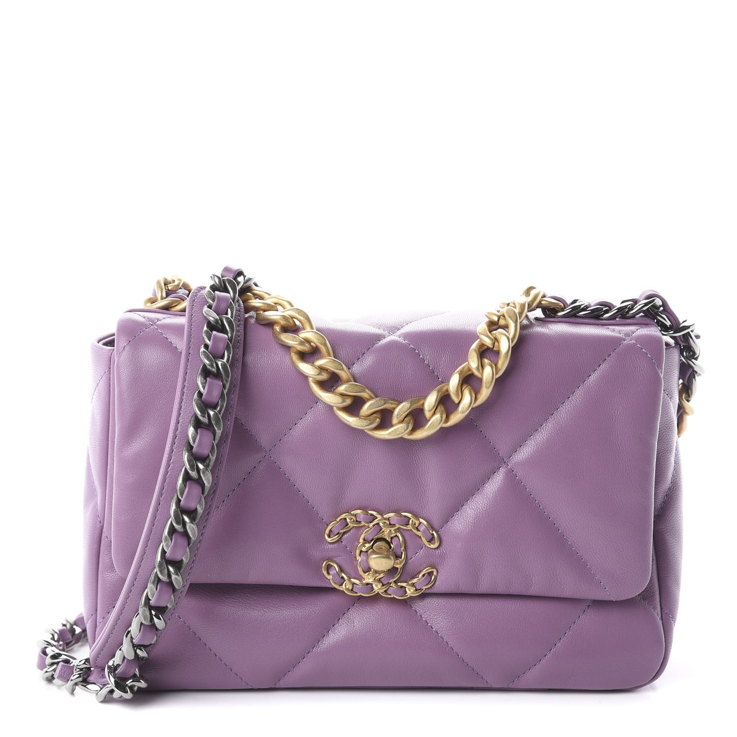 Goatskin Quilted Medium 19 Flap Violet Purple