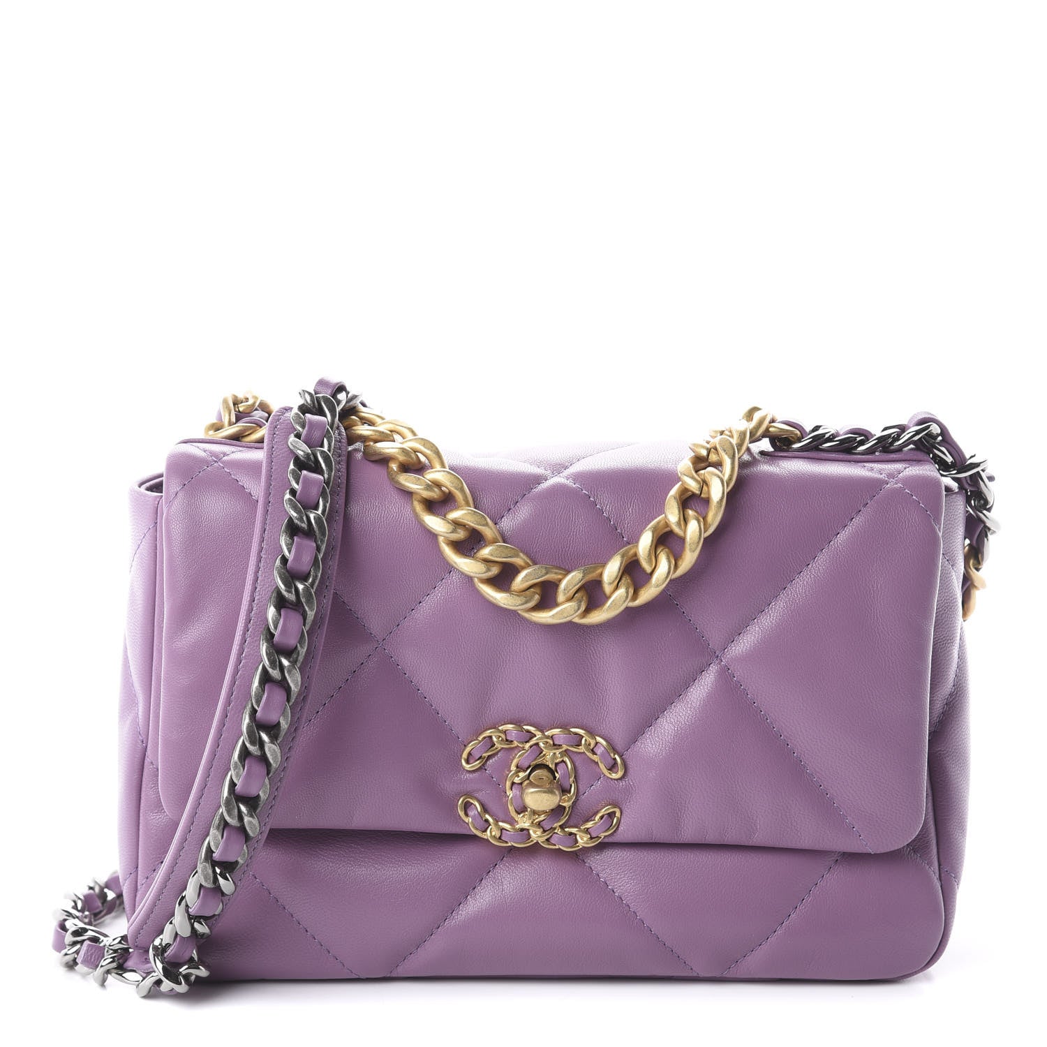 Chanel Goatskin Quilted Medium 19 Flap Violet Purple 1 of 8