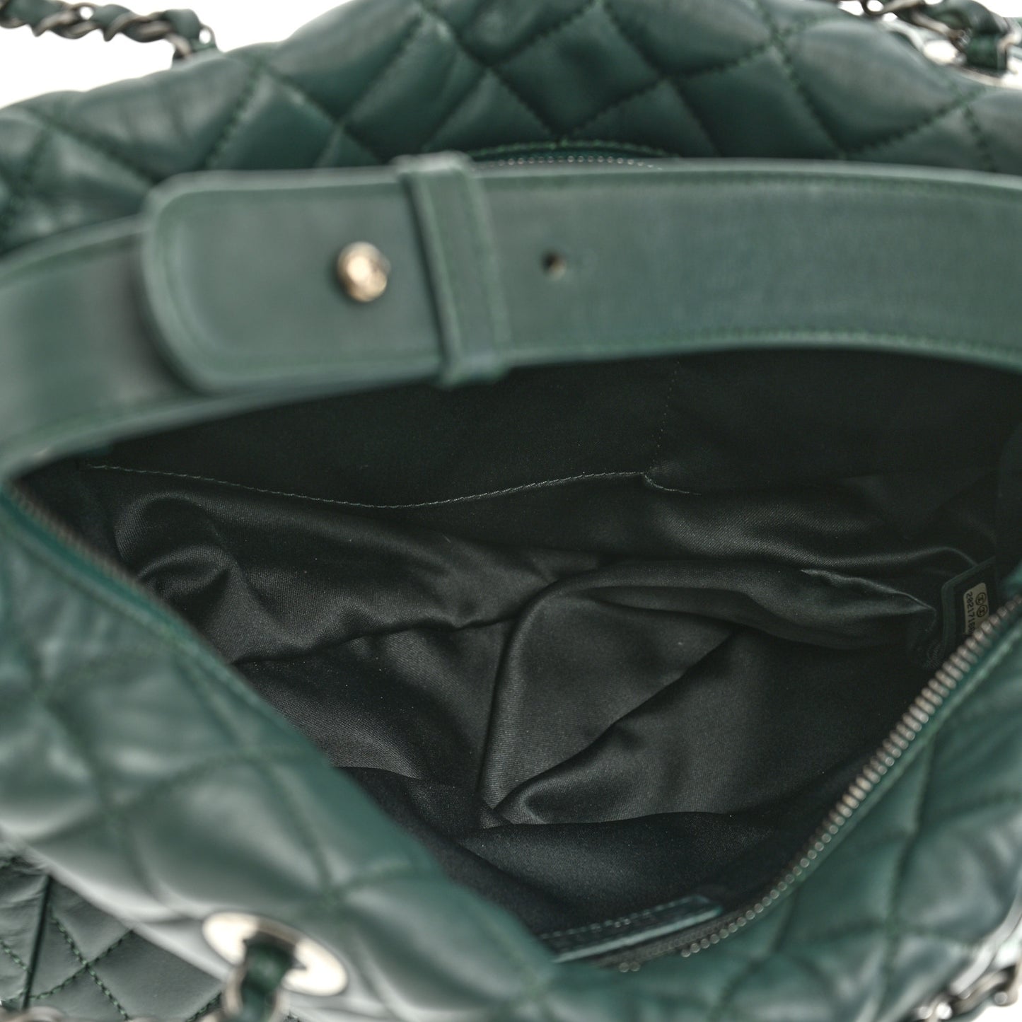 Lambskin Quilted Flap Hobo Dark Green