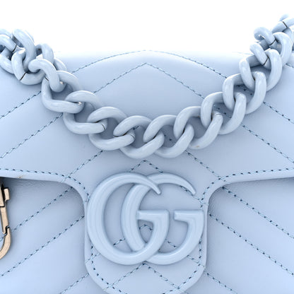 Gucci Calfskin Matelasse Monochrome GG Marmont Chain Belt Bag Porcelain Light Blue 8 of 12