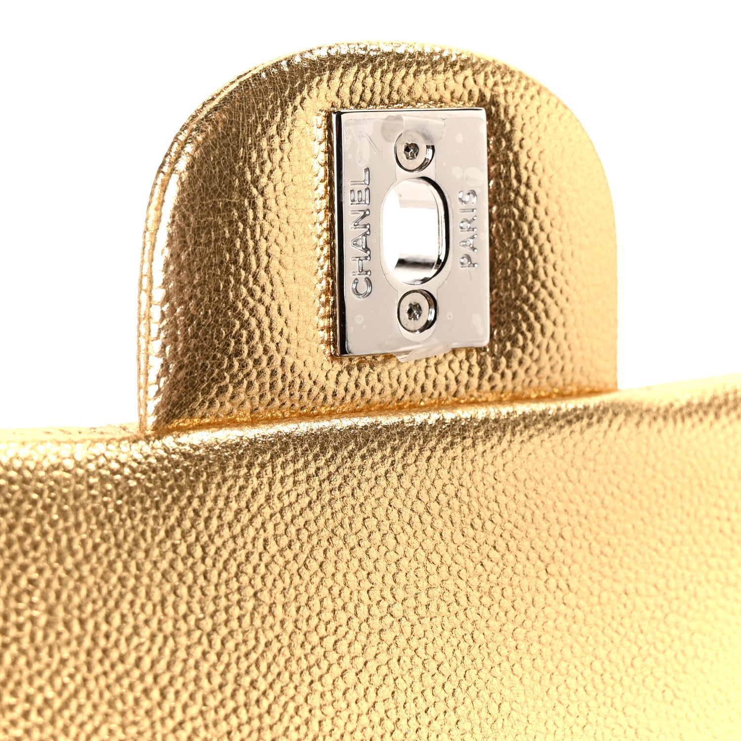 Chanel Metallic Caviar Quilted Top Handle East West Flap Gold 7 of 12