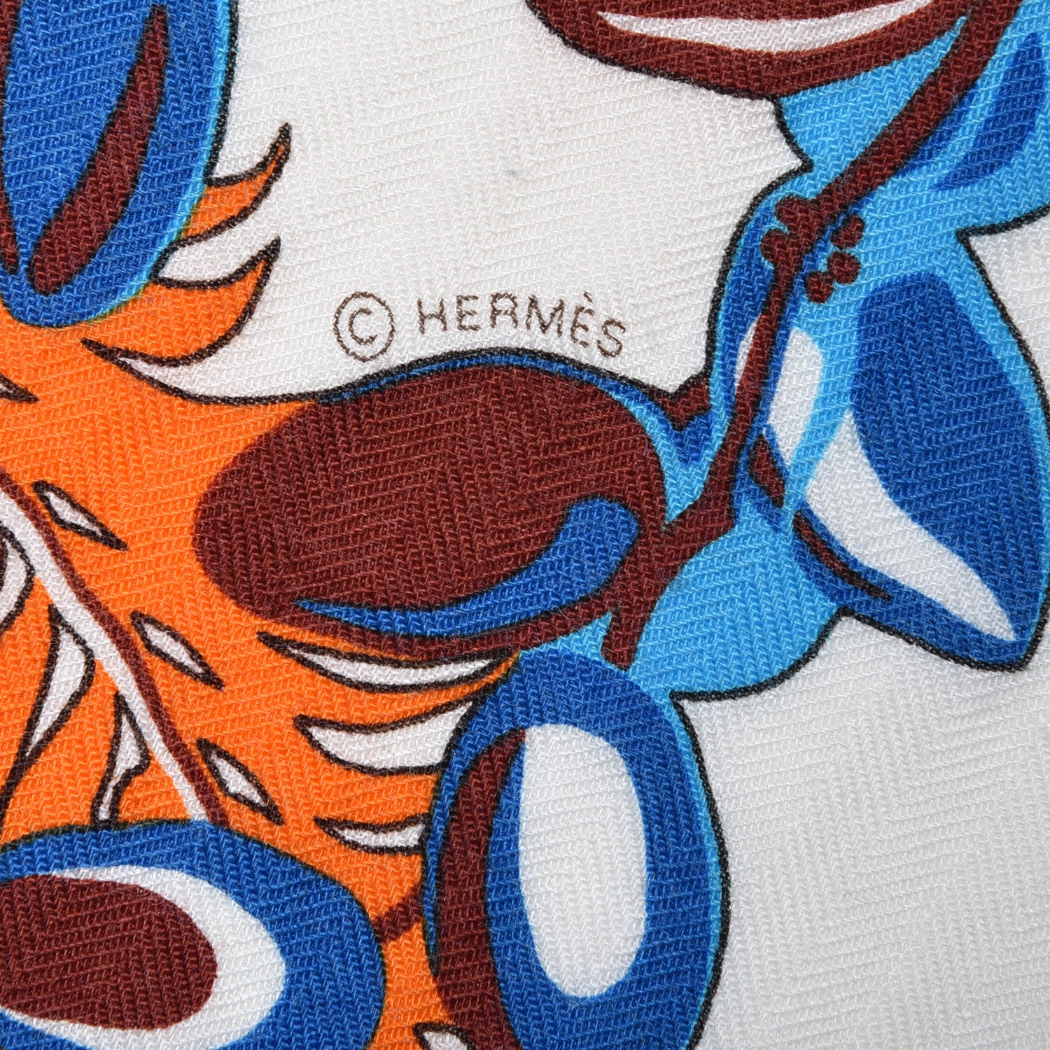 Hermes Cashmere Silk Mythiques Phoenix Coloriage Shawl 140 Blanc Orange Bleu 5 of 7