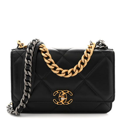 Chanel Lambskin Quilted Chanel 19 Wallet On Chain WOC Black 1 of 12