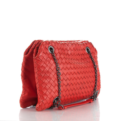 Bottega Veneta Nappa Intrecciato Shoulder Bag Red 3 of 9