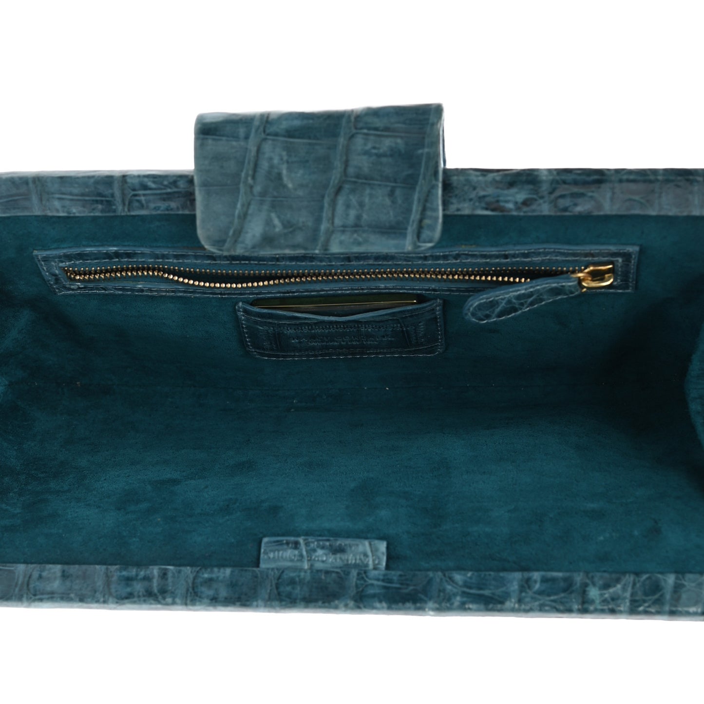 Crocodile Frame Clutch Blue