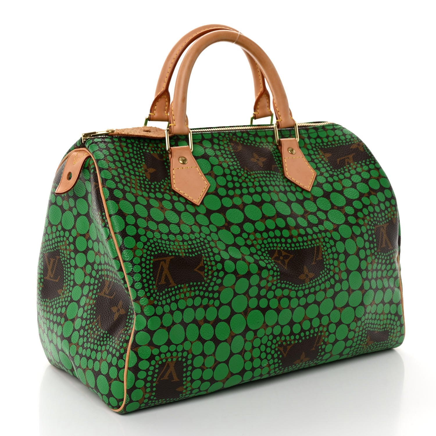 Louis Vuitton Monogram Kusama Town Speedy 30 Green 3 of 10