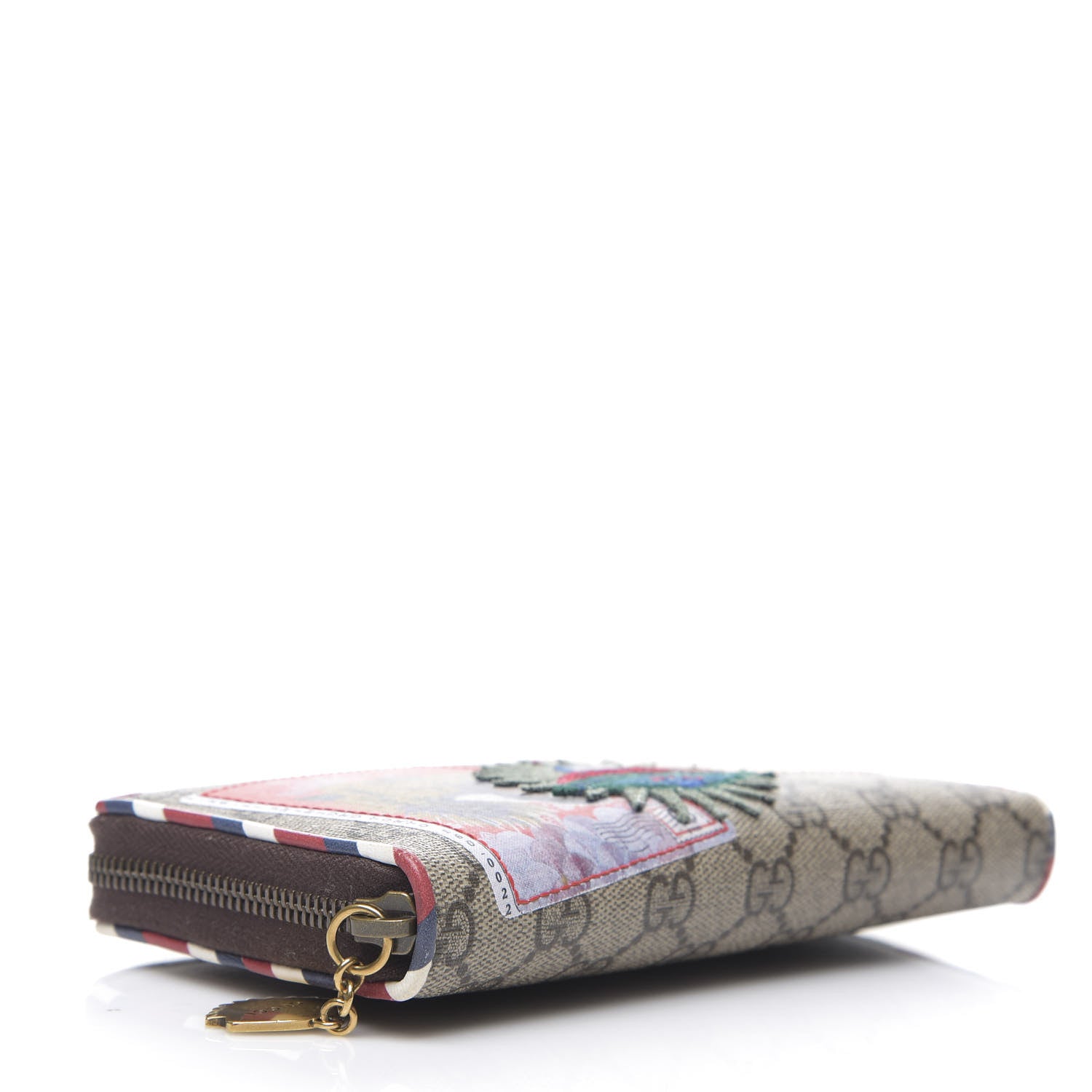 Gucci GG Supreme Monogram Courrier Embroidered UFO Zip Around Wallet 3 of 5