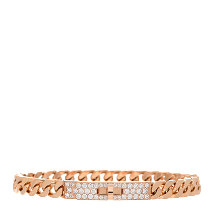 Hermes 18K Rose Gold Diamond PM Kelly Gourmette Bracelet ST 1 of 4