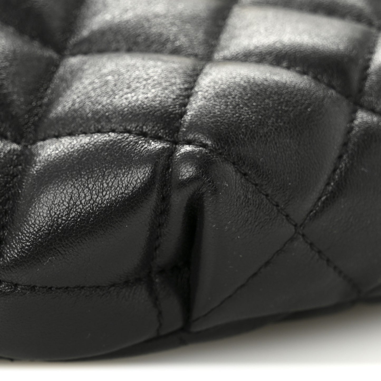 Shiny Lambskin Quilted Belt Bag Black Black