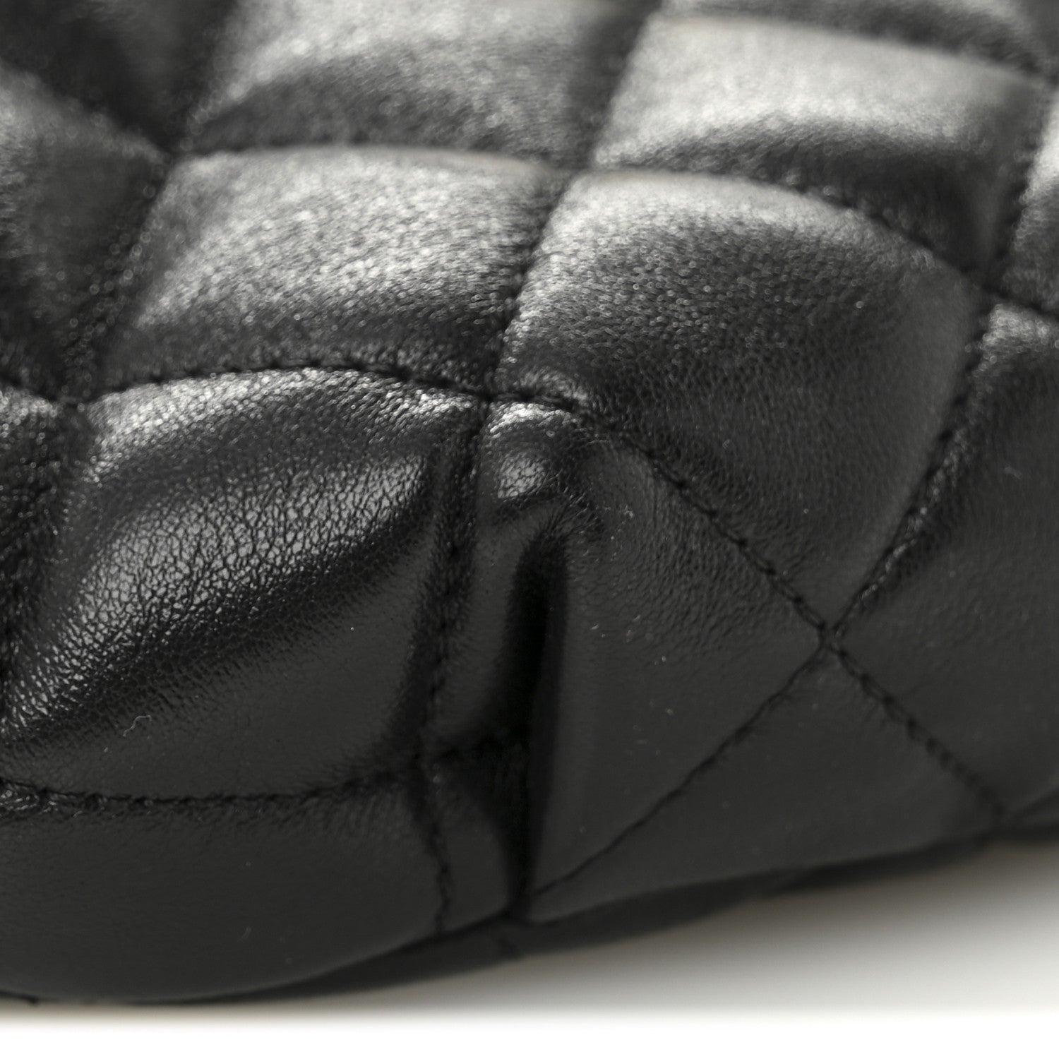 Chanel Shiny Lambskin Quilted Belt Bag Black Black 9 of 10