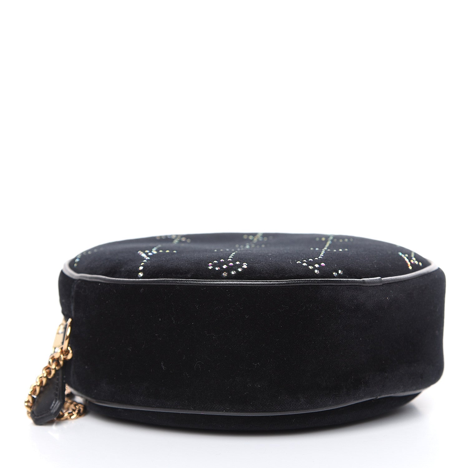 Stella McCartney Velvet Crystal Monogram Mini Round Crossbody Bag Black 4 of 8