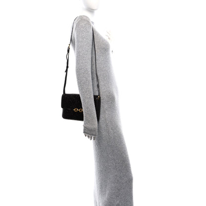 Saint Laurent Shiny Crocodile Embossed Calfskin Le Maillon Satchel Coffee 3 of 12