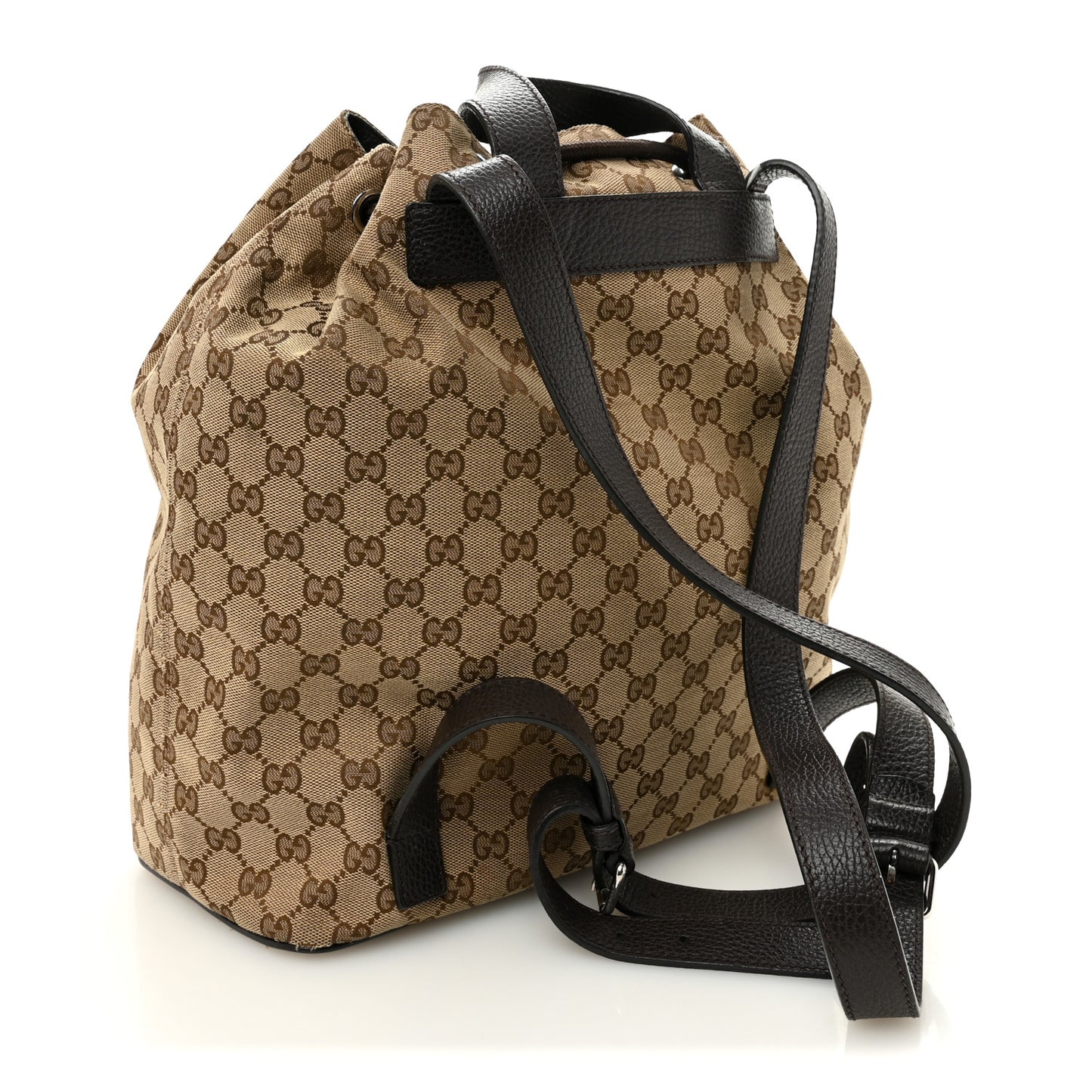 Monogram Dollar Calfskin O Drawstring Backpack Beige Ebony Testa di Moro Dark Chocolate