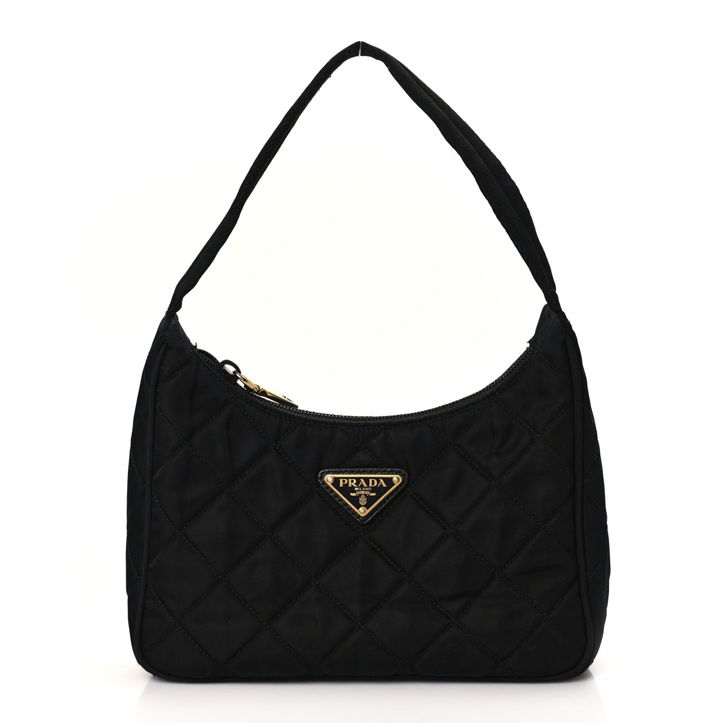 Tessuto Nylon Stitched Shoulder Bag Black