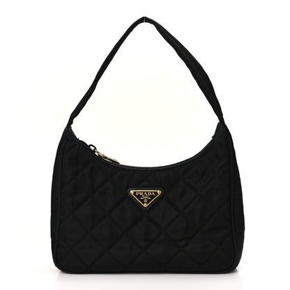Prada Tessuto Nylon Stitched Shoulder Bag Black 1 of 12