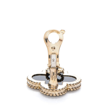 Van Cleef & Arpels 18K Yellow Gold Black Onyx Vintage Alhambra Earrings 5 of 7