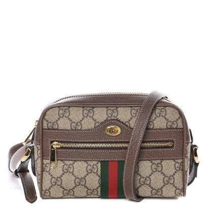 Gucci GG Supreme Monogram Web Mini Ophidia Shoulder Bag Brown 1 of 11