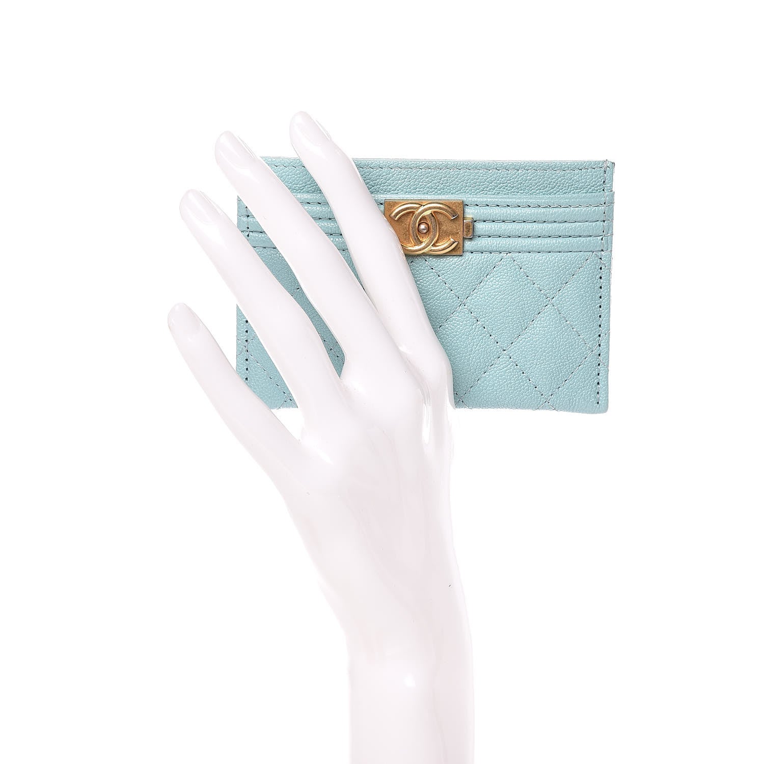 Chanel Caviar Quilted Boy Card Holder Blue 2 of 8