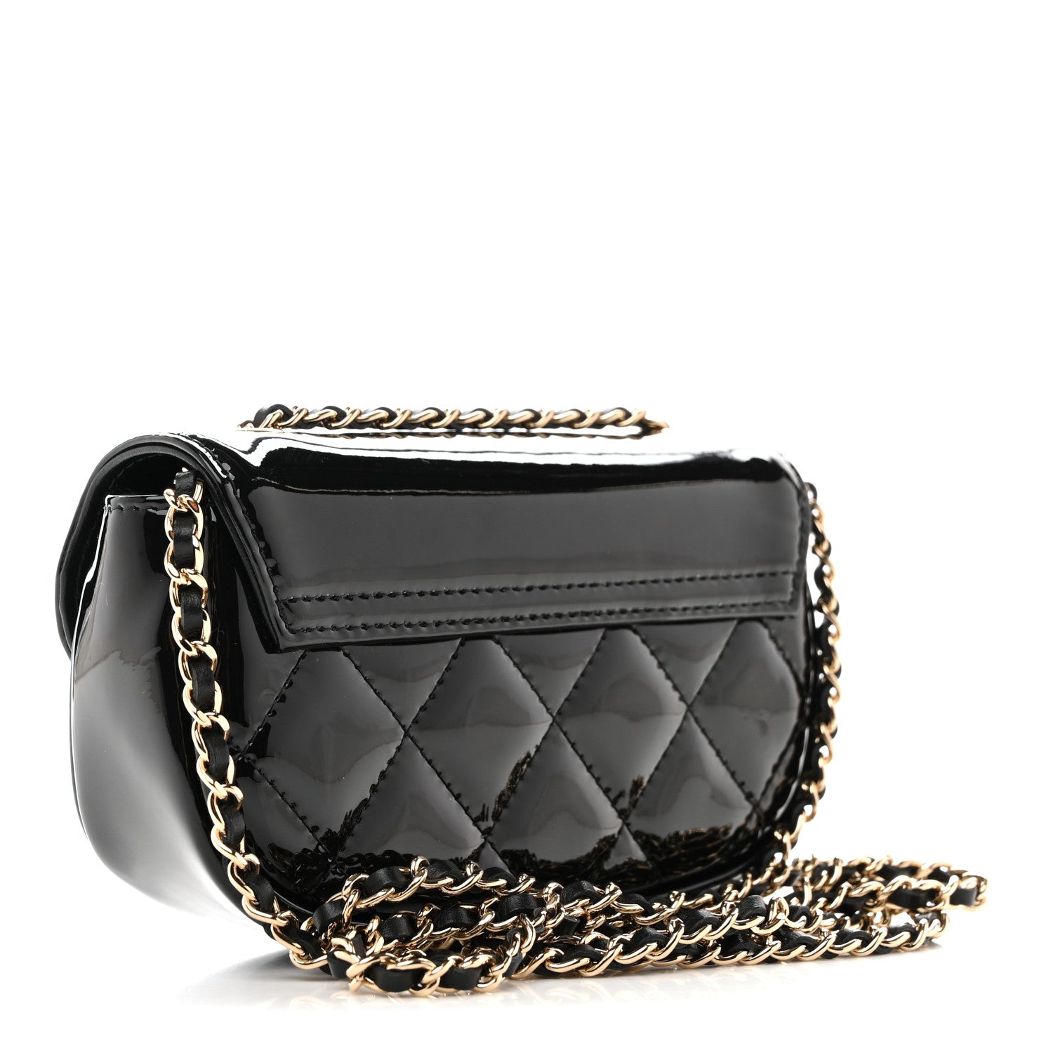 Chanel Patent Calfskin Quilted Mini Clutch Black 3 of 11
