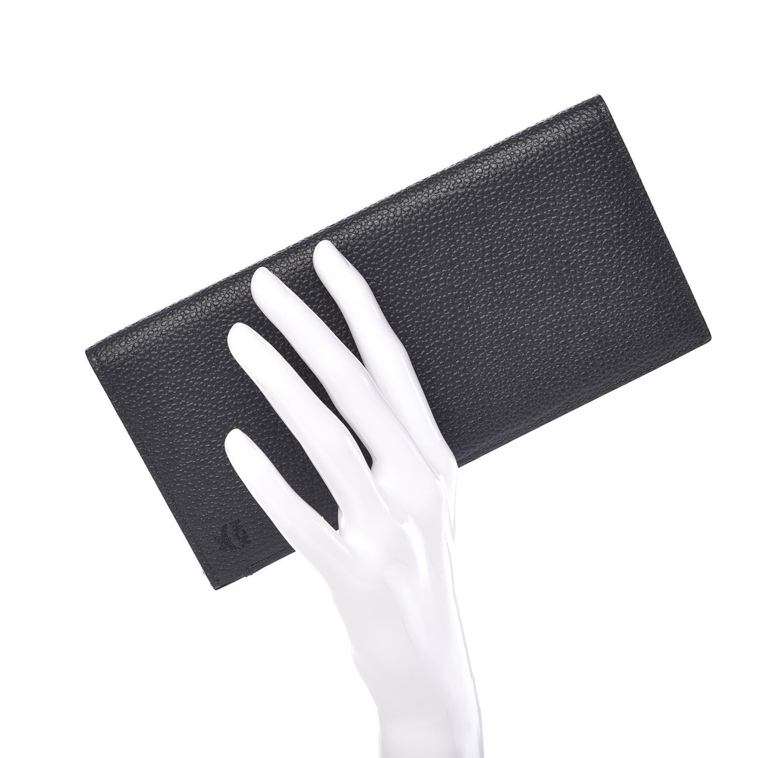 MCM Calfskin Bifold Long Wallet Phantom Gray 2 of 9