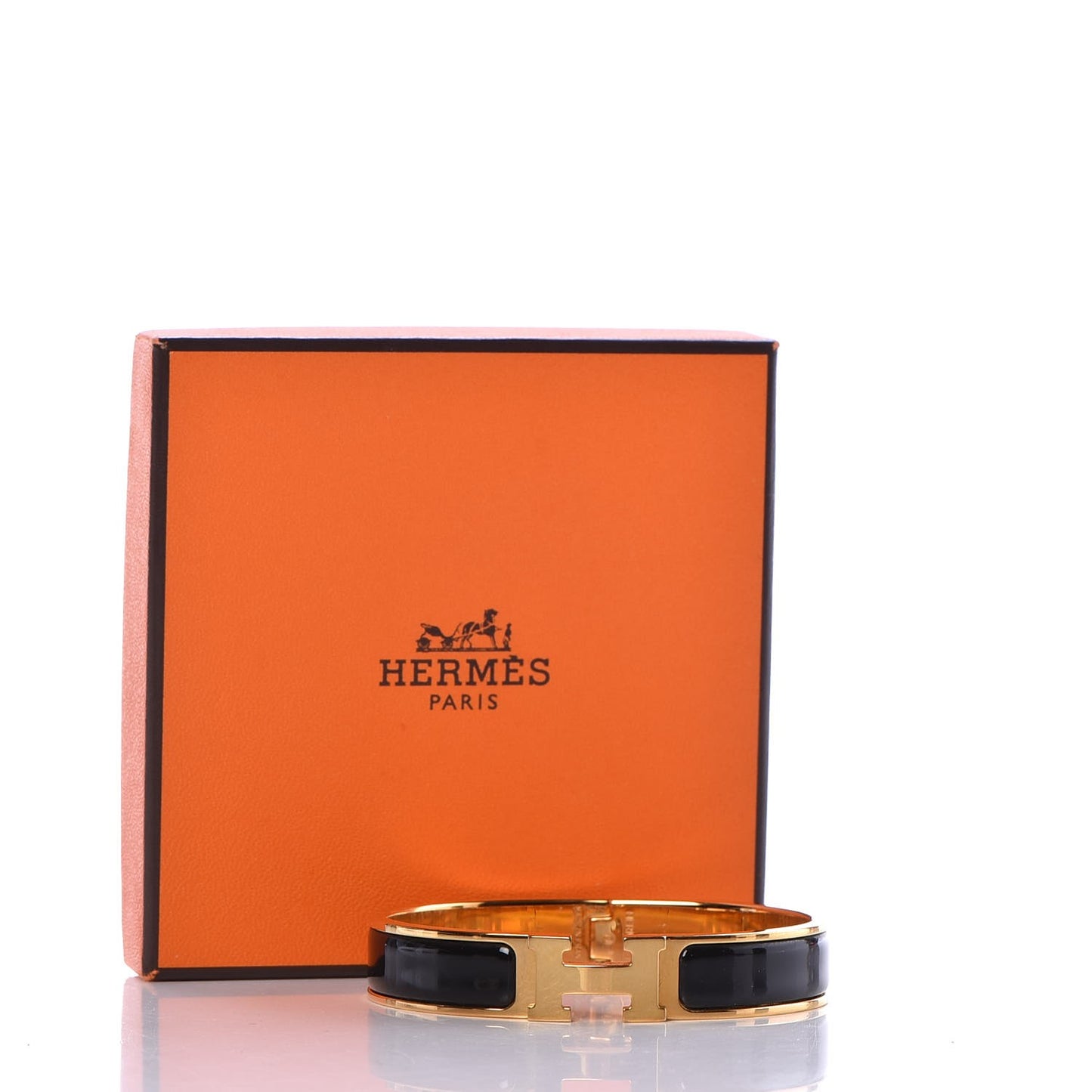 Enamel Narrow Clic Clac H Bracelet GM Black