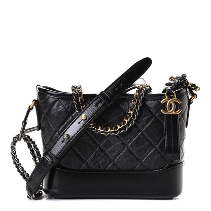 Chanel Aged Calfskin Quilted Small Gabrielle Hobo Black 1 of 8