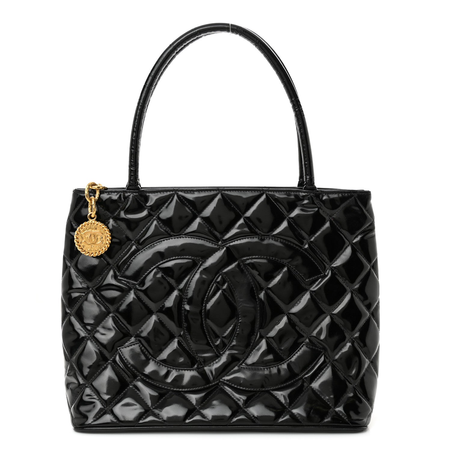 Chanel Patent Medallion Tote Black 1 of 15