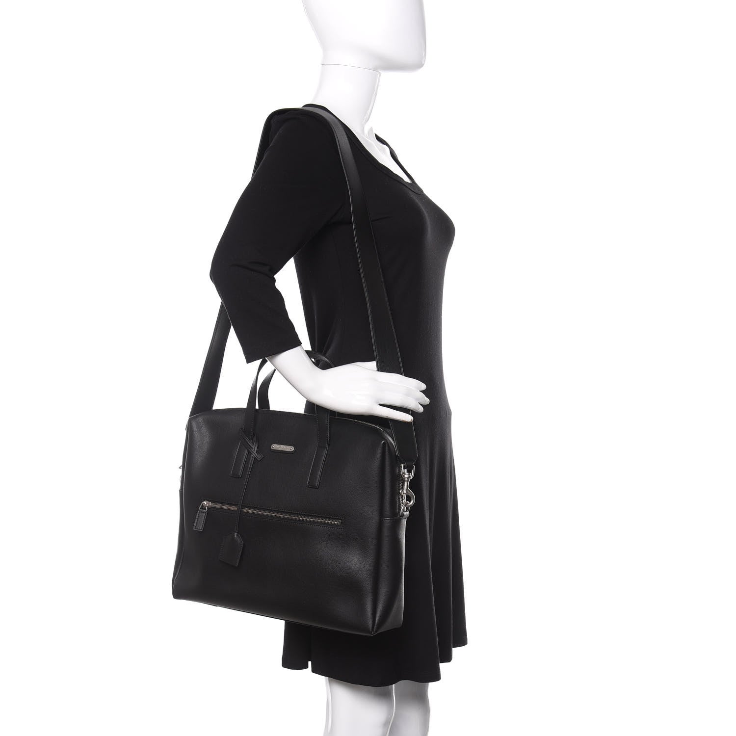 Saint Laurent Calfskin Bold Briefcase Black 2 of 12