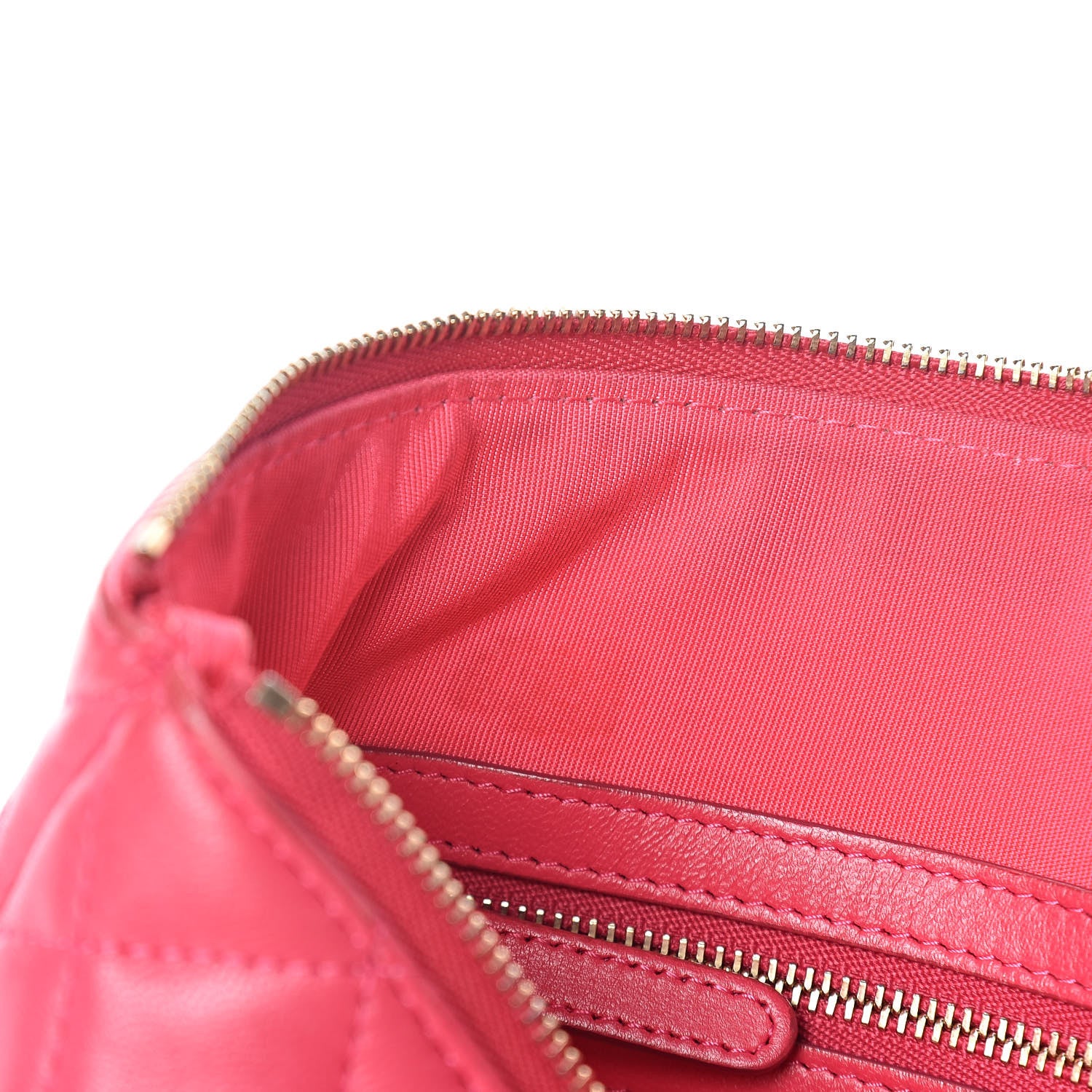 Chanel Lambskin Quilted Large Cosmetic Case Dark Pink 10 of 14