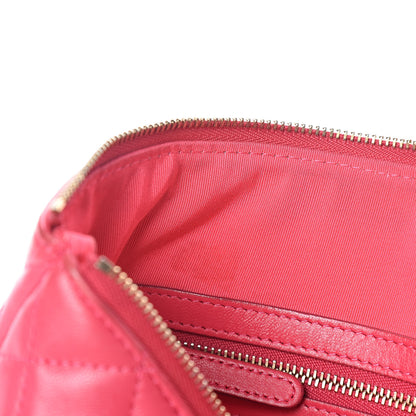 Chanel Lambskin Quilted Large Cosmetic Case Dark Pink 10 of 14