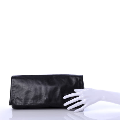 Prada Glace Calfskin Fold Over Clutch Black 2 of 7