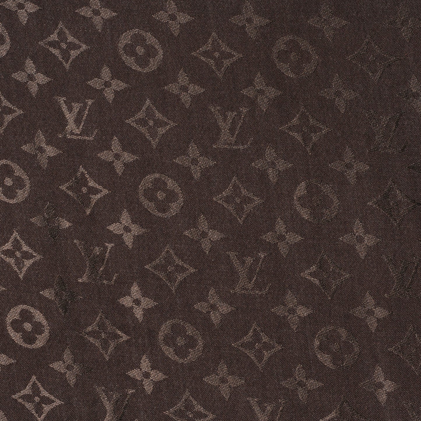 Silk Wool Monogram Denim Shawl Chocolate