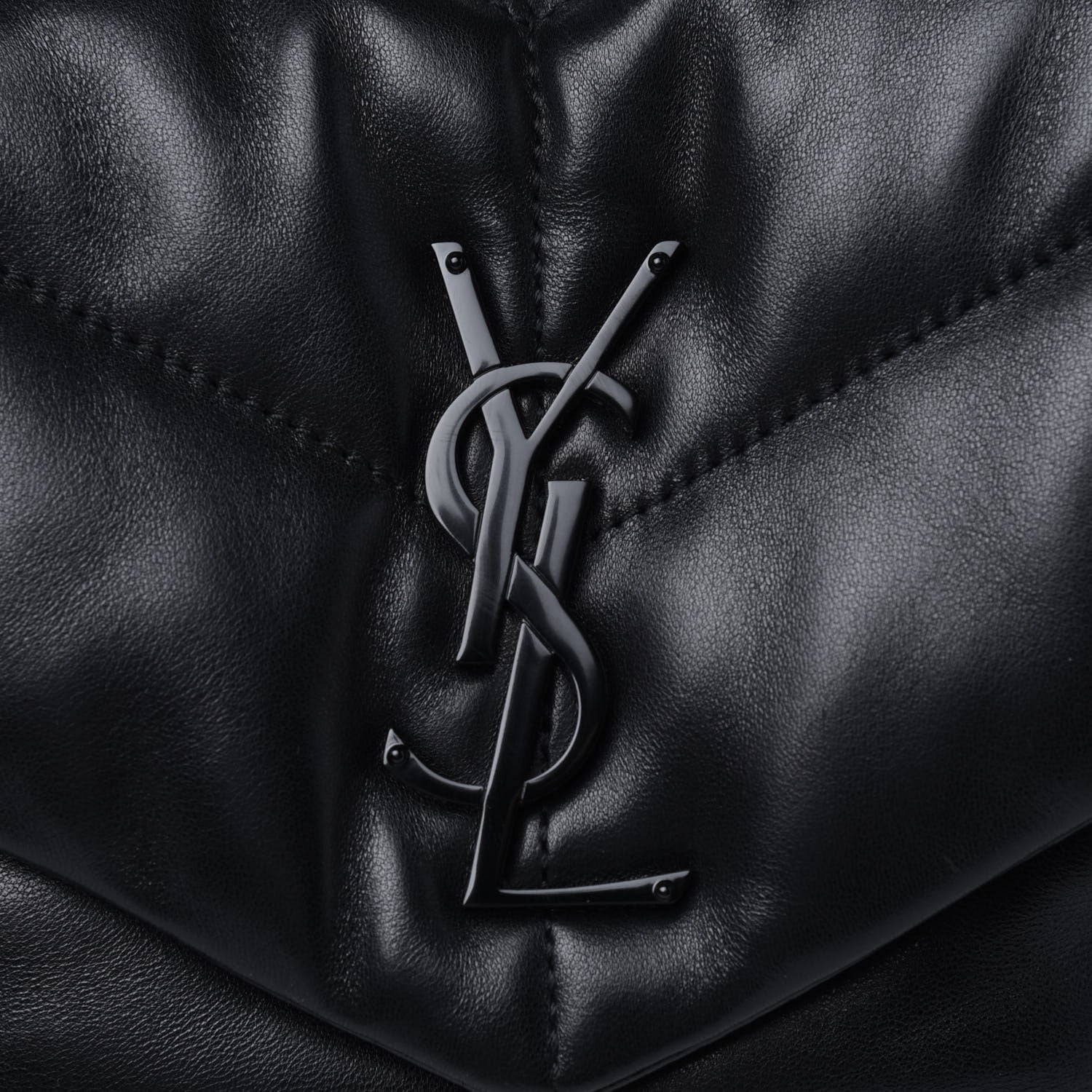 Saint Laurent Lambskin Quilted Small Loulou Puffer Monogram Chain Satchel Black 12 of 12