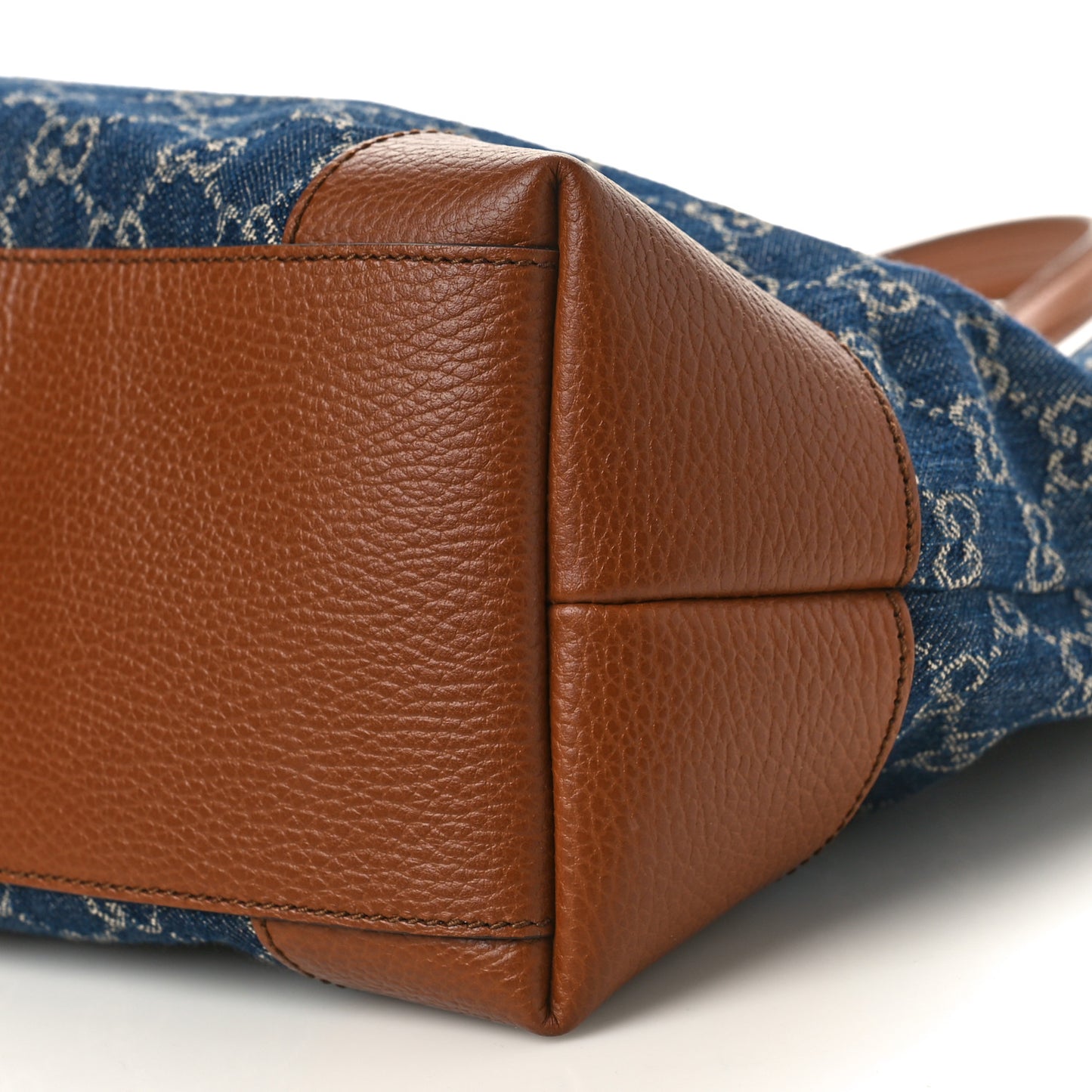 New Denim GG Monogram Medium Ophidia Shopping Tote Blue Tea Cuir