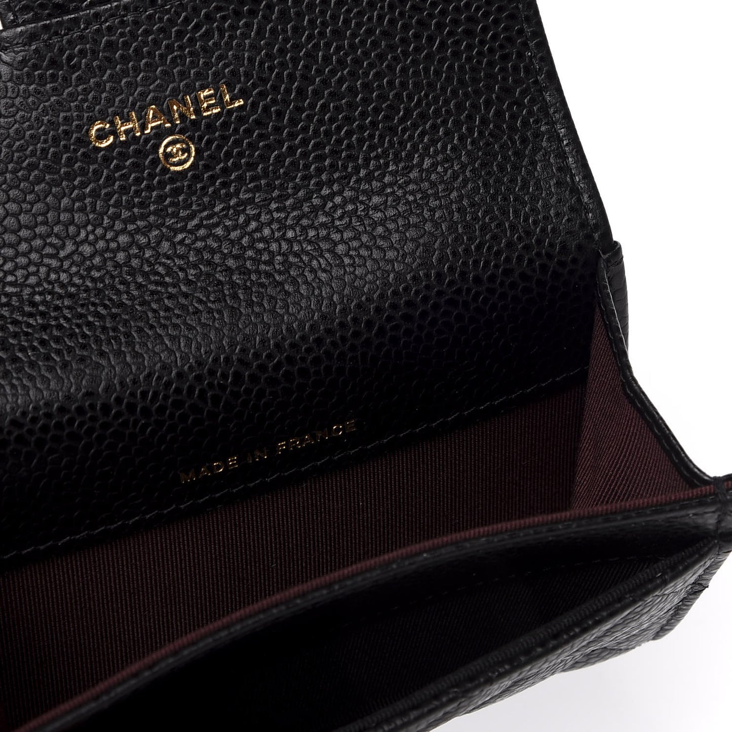 Caviar Quilted Flap Card Holder Wallet Black