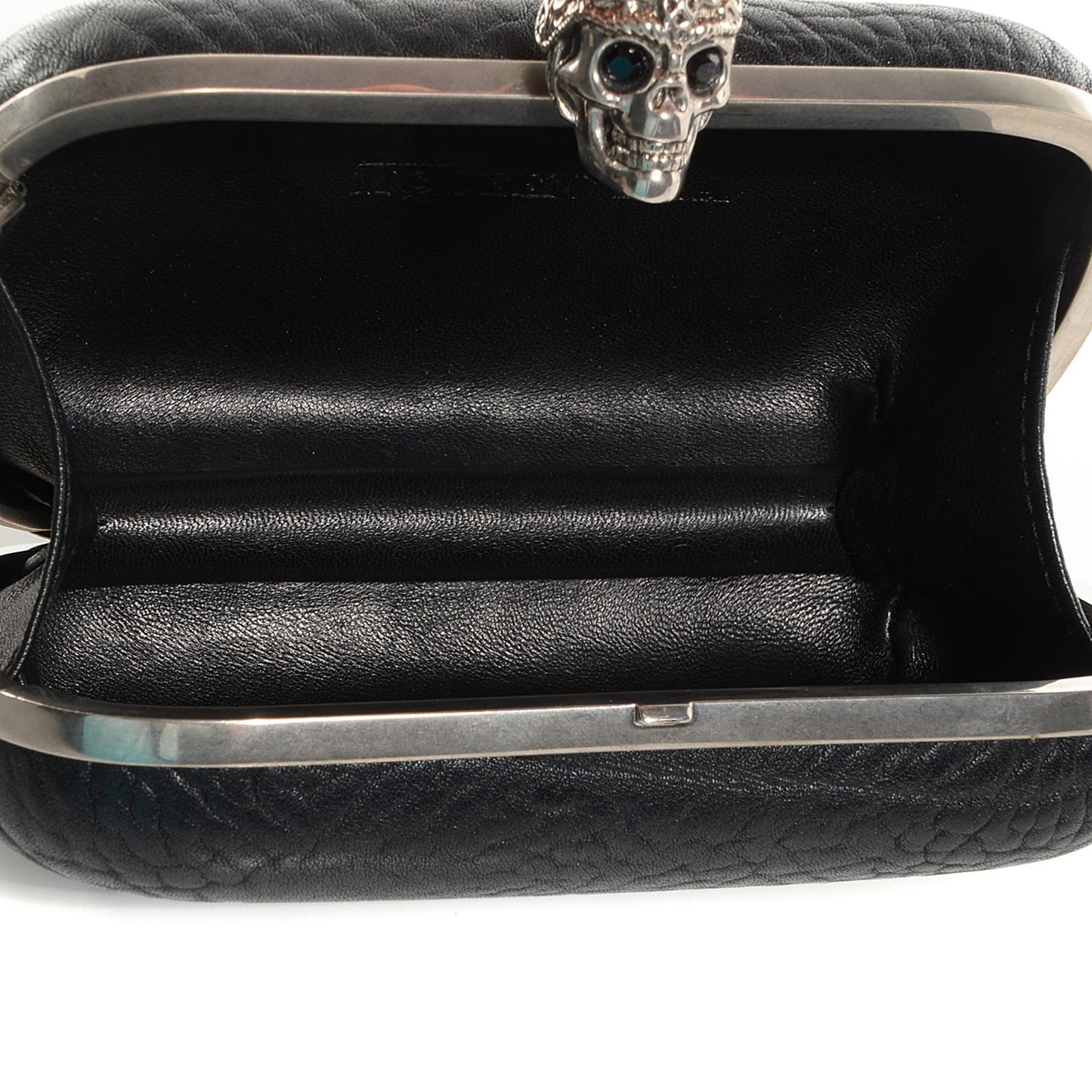 Bull Leather Viking Skull Box Clutch Black
