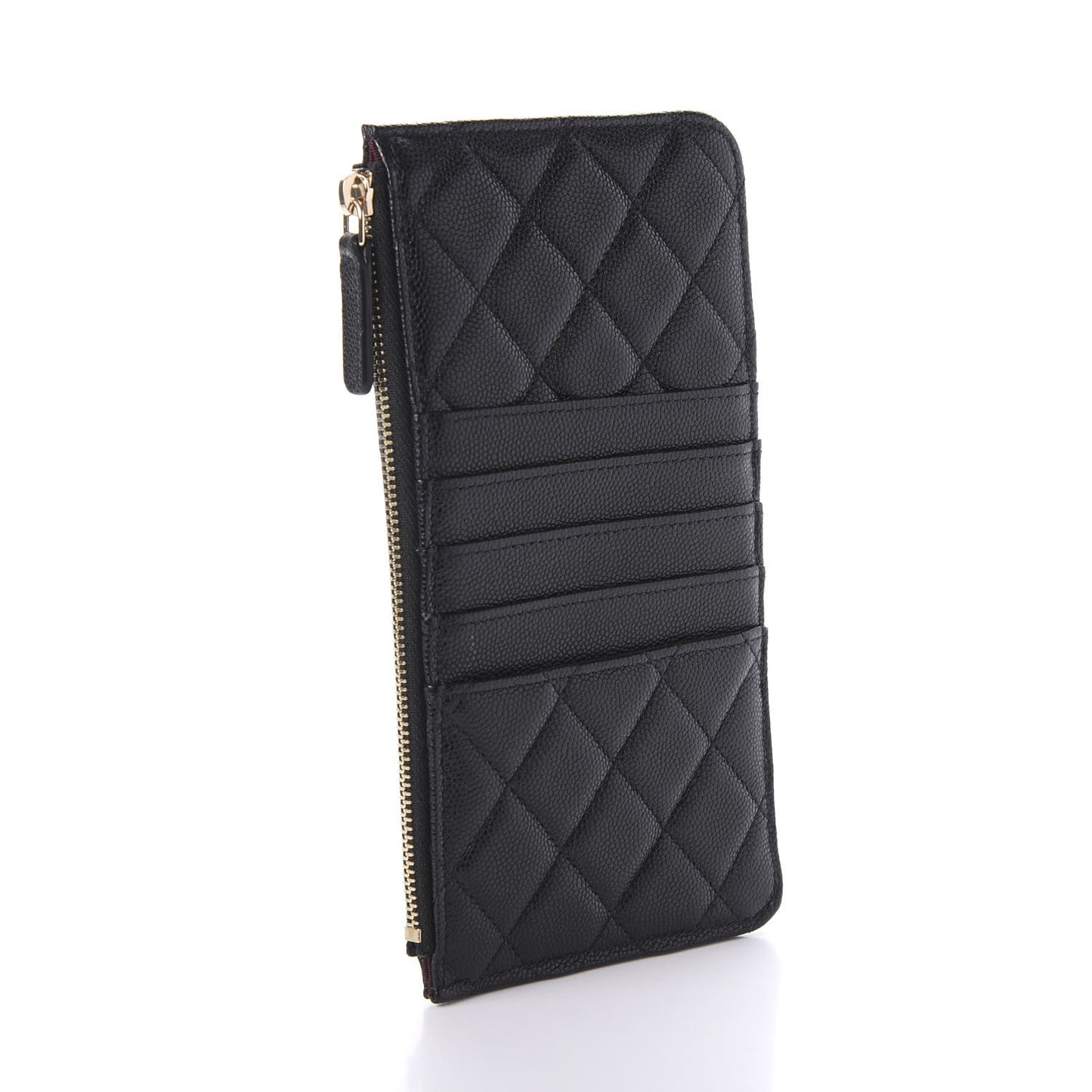 Caviar Quilted Classic Flat Wallet Pouch Black