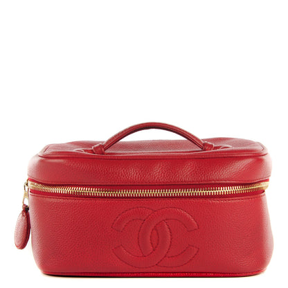 Chanel Caviar Vanity Cosmetic Case Red 1 of 10