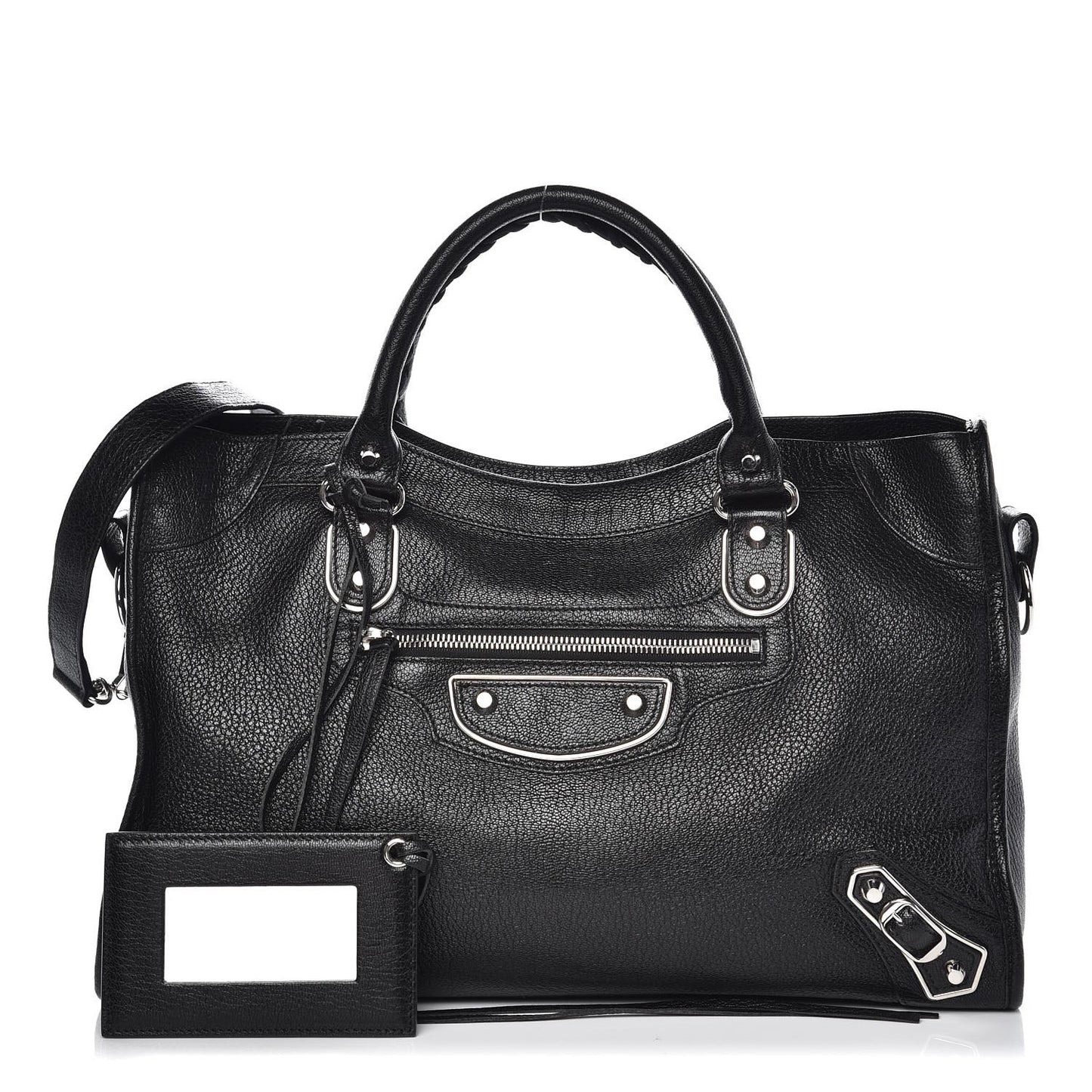 Chevre Silver Metallic Edge Hardware City Black