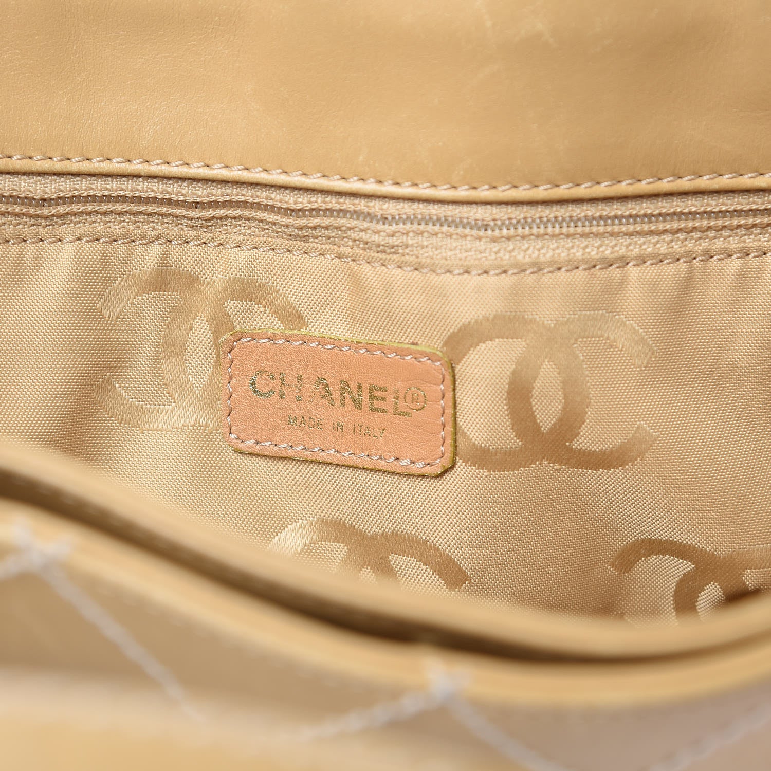 Chanel Calfskin Contrast Stitch Surpique Tote Beige 6 of 22