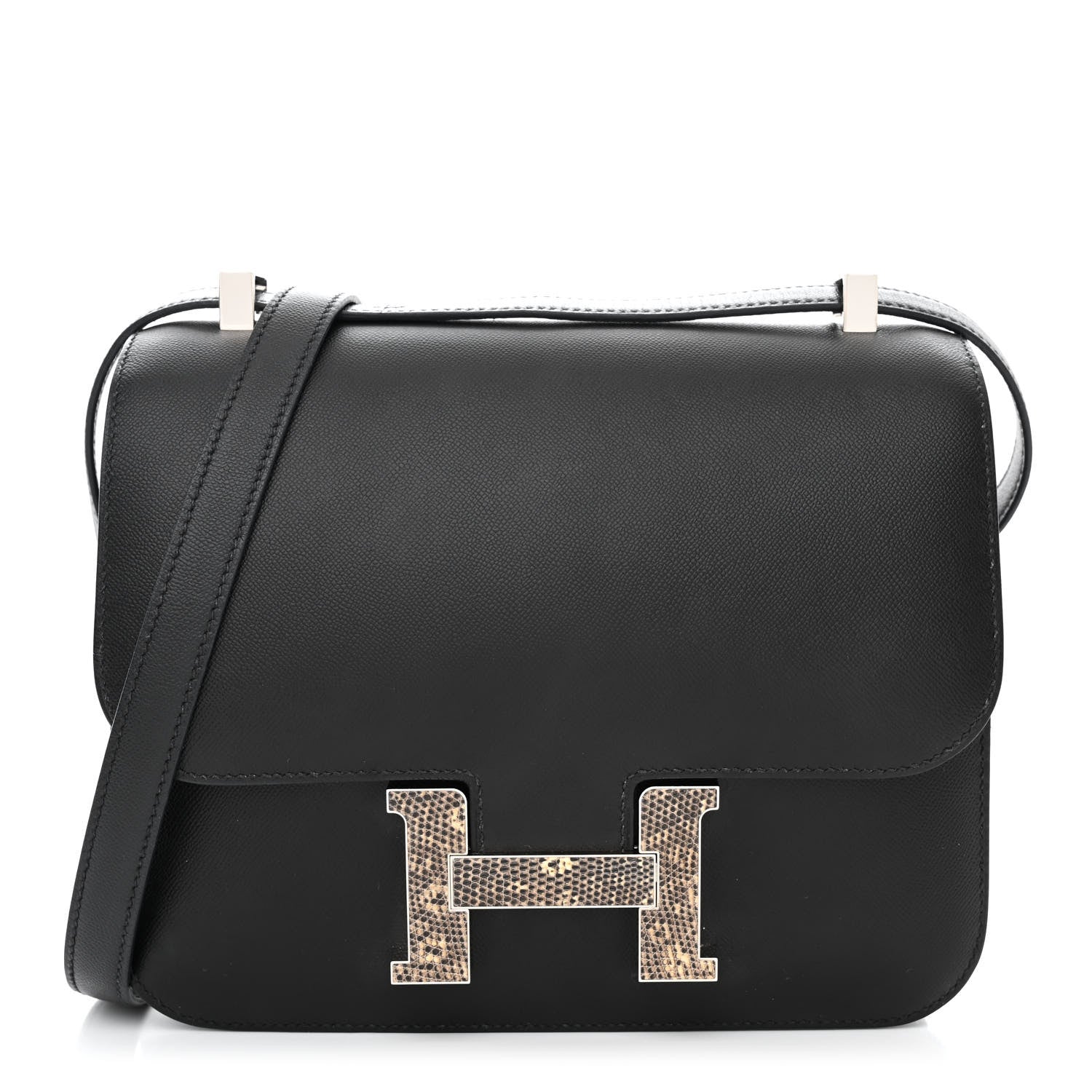 Hermes Madame Calfskin Lizard Constance 24 Black Ombre 1 of 12