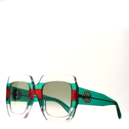 Gucci Square Web Frame Sunglasses GG0178S Green Red 1 of 7