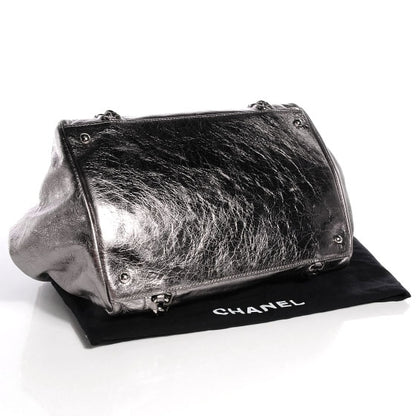 Chanel Metallic Cracked Calfskin Modern Chain Tote Dark Silver 4 of 4