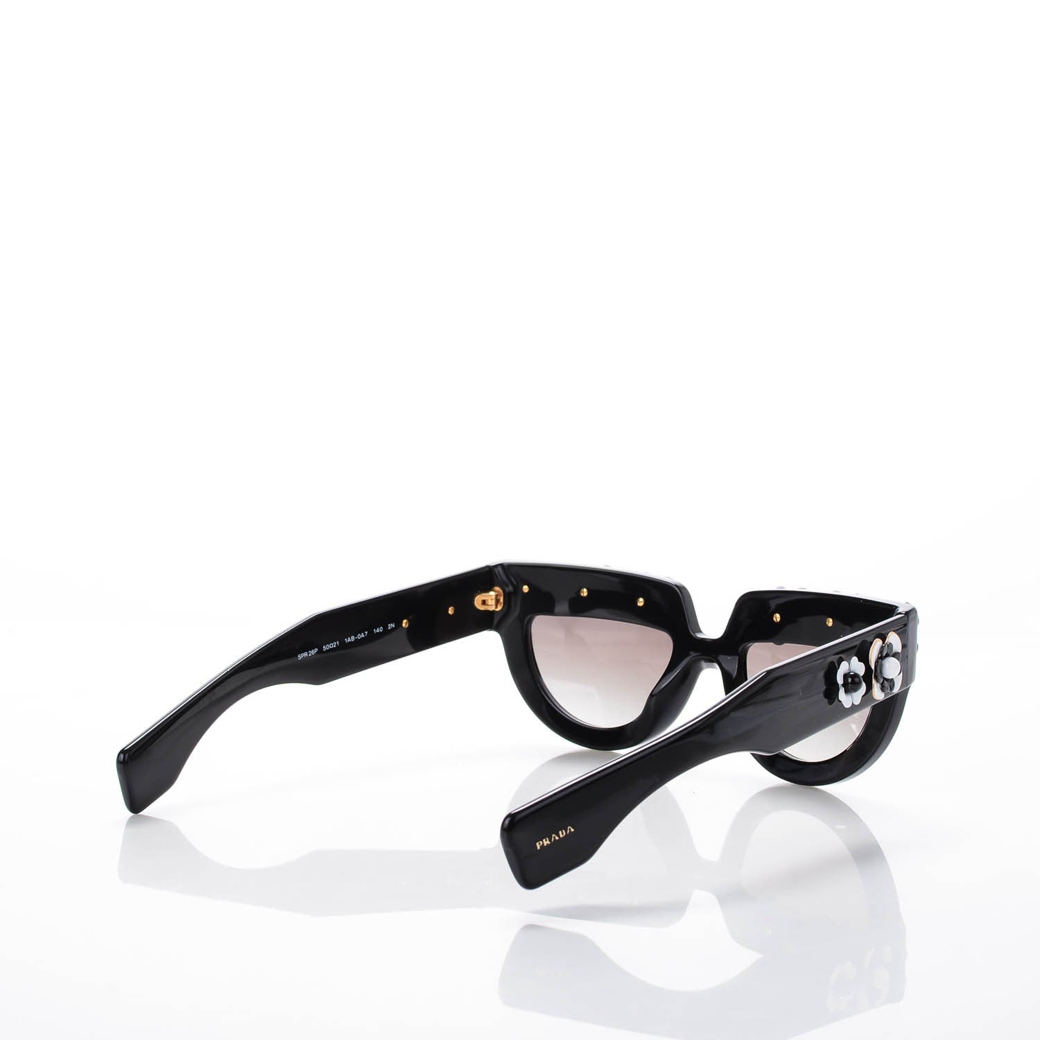 Prada Flower Poeme Sunglasses SPR26P Black 138583 – FASHIONPHILE