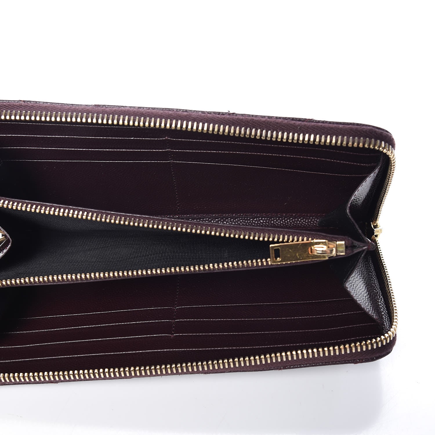 Saint Laurent Grain De Poudre Matelasse Chevron Monogram Zip Around Wallet Amaranto 5 of 9