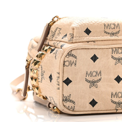 MCM Visetos Side Stud X-Mini Stark Bebe Boo Backpack Beige 8 of 10